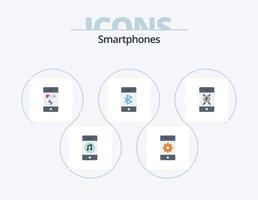 smartphone piatto icona imballare 5 icona design. mobile. comunicazione. impostazioni. Bluetooth. Telefono vettore