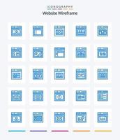 creativo sito web wireframe 25 blu icona imballare come come pagina. sito web. ragnatela. ragnatela. Internet vettore