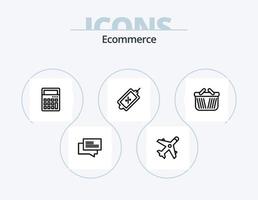 e-commerce linea icona imballare 5 icona design. negozio. acquisti. Borsa. carrello e-commerce. mano vettore