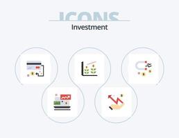investimento piatto icona imballare 5 icona design. attività commerciale. avviare. attività commerciale. investimento. marketing vettore