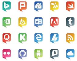 20 sociale media discorso bolla stile logo piace flickr Annunci adobe adsense kickstart vettore