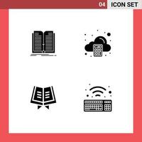 impostato di 4 moderno ui icone simboli segni per applicazione santo libro calcolare tastiera modificabile vettore design elementi