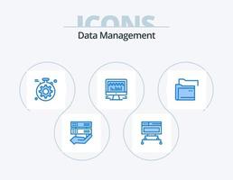 dati gestione blu icona imballare 5 icona design. cartella. grafico. server. colpo. computer vettore