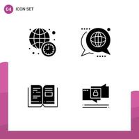 impostato di 4 moderno ui icone simboli segni per orologio libro mondo notizia Forum conoscenza modificabile vettore design elementi