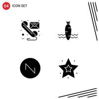 4 creativo icone moderno segni e simboli di e-mail sega dente Spedire cibo onda modificabile vettore design elementi