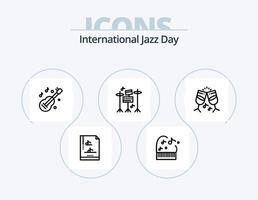 internazionale jazz giorno linea icona imballare 5 icona design. . Nota. musica. musica. musica vettore