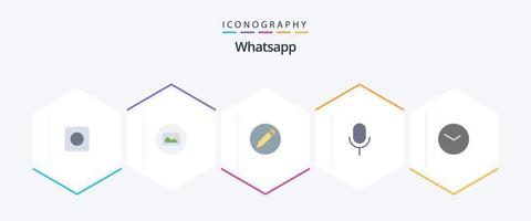 WhatsApp 25 piatto icona imballare Compreso orologio. guarda. matita. di base. di base vettore