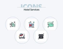 Hotel Servizi linea pieno icona imballare 5 icona design. vino bottiglie. bicchiere. Hotel. bottiglia. Telefono vettore