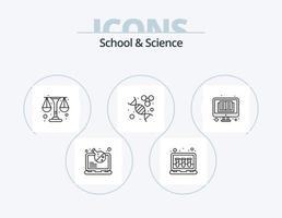scuola e scienza linea icona imballare 5 icona design. laboratorio. volta. bicchiere. scuola. libri vettore