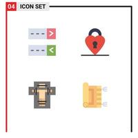 4 piatto icona concetto per siti web mobile e applicazioni accesso elettrico serratura letto tappeto modificabile vettore design elementi