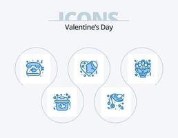 san valentino giorno blu icona imballare 5 icona design. amore. ragazza. romanza. emozione. nozze vettore