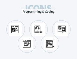 programmazione e codifica linea icona imballare 5 icona design. codifica. c. sviluppo. file. sviluppare vettore