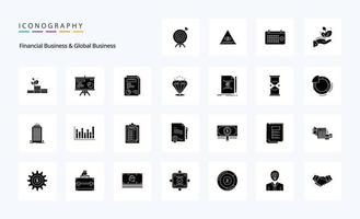 25 finanziario attività commerciale e globale attività commerciale solido glifo icona imballare vettore