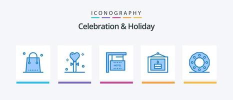 celebrazione e vacanza blu 5 icona imballare Compreso immagine. celebrazione. vacanza. compleanno. vacanza. creativo icone design vettore