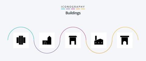 edifici glifo 5 icona imballare Compreso industria. fabbrica camino. fortezza. fabbrica. mercato vettore