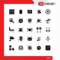 azione vettore icona imballare di 25 linea segni e simboli per gioco cubi frutta prima numeri modificabile vettore design elementi