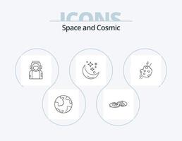 spazio linea icona imballare 5 icona design. spazio. spazio. molecola. cadente. stella vettore