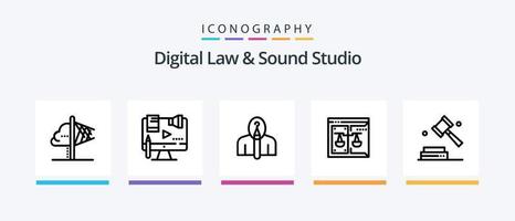 digitale legge e suono studio linea 5 icona imballare Compreso dominio. diritto d'autore. legge. attività commerciale. diritto d'autore. creativo icone design vettore