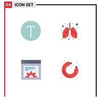 4 piatto icona concetto per siti web mobile e applicazioni Ariete ambientazione simboli polmoni cibo modificabile vettore design elementi