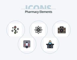 farmacia elementi linea pieno icona imballare 5 icona design. addetto alla reception . ospedale . albero. medico vettore