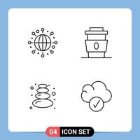 impostato di 4 moderno ui icone simboli segni per globale loto caffè veloce nube modificabile vettore design elementi