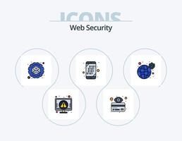 ragnatela sicurezza linea pieno icona imballare 5 icona design. informazione. confidenziale. protezione. classificato. credito carta vettore