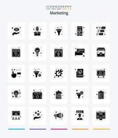 creativo marketing 25 glifo solido nero icona imballare come come posta. oratore. pacchetto. mobile. pubblicità vettore