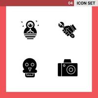 azione vettore icona imballare di 4 linea segni e simboli per bambino cranio di Morte chiave inglese utensili uomo modificabile vettore design elementi