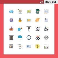 gruppo di 25 piatto colori segni e simboli per documento interazione dollaro calcolatrice App modificabile vettore design elementi