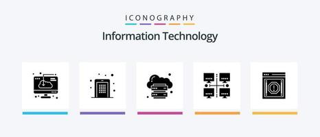 informazione tecnologia glifo 5 icona imballare Compreso Locale. la zona. spillo. piattaforma. infrastruttura. creativo icone design vettore