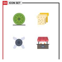 universale icona simboli gruppo di 4 moderno piatto icone di cibo divertimento pane più fresco giocare modificabile vettore design elementi