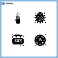 universale icona simboli gruppo di 4 moderno solido glifi di dito Informazioni freccia idea vendita modificabile vettore design elementi