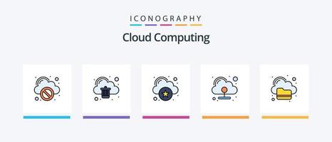 nube calcolo linea pieno 5 icona imballare Compreso informatica. Elimina. nube. rimuovere. nube. creativo icone design vettore
