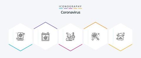 coronavirus 25 linea icona imballare Compreso evento. scansione. febbre. germi. batteri vettore