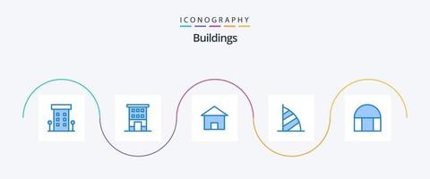 edifici blu 5 icona imballare Compreso dubai Hotel. burj al arabo. negozio davanti. capanna. casa vettore