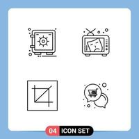 azione vettore icona imballare di 4 linea segni e simboli per armadietto Ritaglia volta arte interfaccia modificabile vettore design elementi