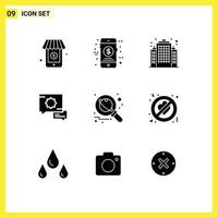 9 creativo icone moderno segni e simboli di spazio ricerca tenuta pianeta discorso modificabile vettore design elementi