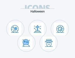 Halloween blu icona imballare 5 icona design. grave. Morte. Frankenstein. morto. notte vettore