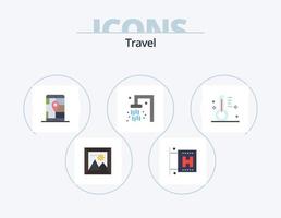 viaggio piatto icona imballare 5 icona design. temperatura. design. GPS. nuvoloso. bagno vettore