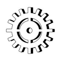 ingranaggio macchinario simbolo isolato fumetto in bianco e nero vettore
