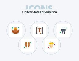 Stati Uniti d'America piatto icona imballare 5 icona design. . cucinare. cappello. barbecue. occidentale vettore