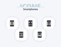 smartphone linea pieno icona imballare 5 icona design. campana. allarme. mobile. telefono. Telefono vettore