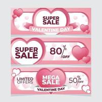 raccolta di banner di vendita di promozione di san valentino vettore