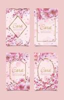 raccolta di modelli di carte di fiori di ciliegio vettore