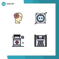 4 creativo icone moderno segni e simboli di cervello ospedale mente hardware posto di controllo modificabile vettore design elementi