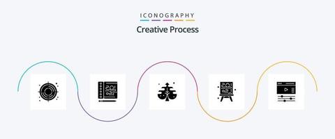 creativo processi glifo 5 icona imballare Compreso . video. creativo. pagina. processi vettore