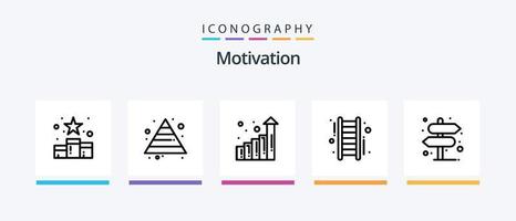 motivazione linea 5 icona imballare Compreso emoticon. adorazione. crescere. grande idea. eccellente idea. creativo icone design vettore