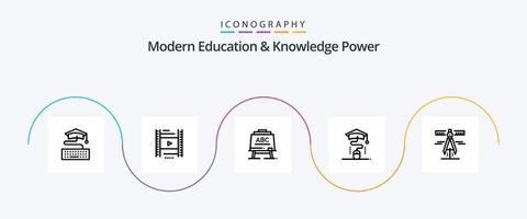 moderno formazione scolastica e conoscenza energia linea 5 icona imballare Compreso geometria. formazione scolastica. apprendimento. in linea. topo vettore
