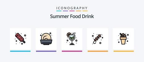 estate cibo bevanda linea pieno 5 icona imballare Compreso cibo. frutta. dieta. estate. banane. creativo icone design vettore