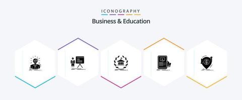 attività commerciale e formazione scolastica 25 glifo icona imballare Compreso in linea. formazione scolastica. grafico. costruzione. in linea vettore